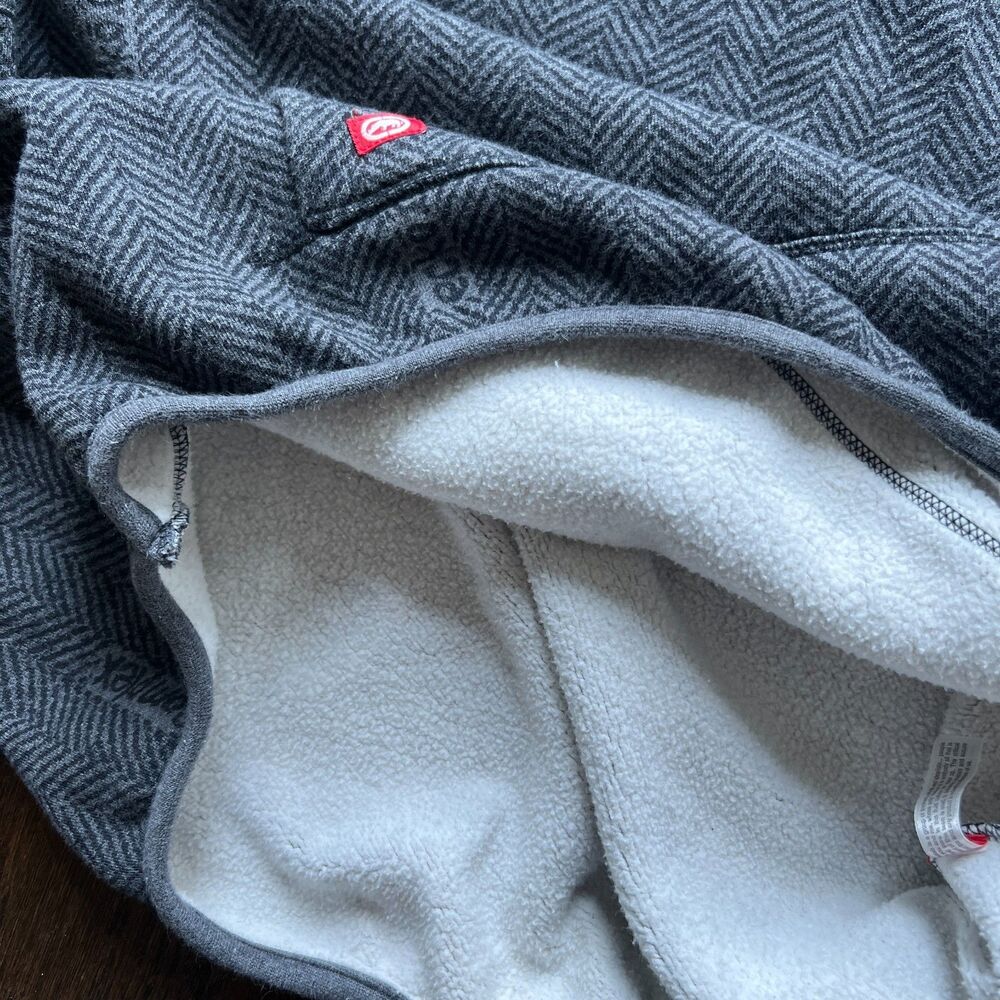 Ecko Unltd The Crucial Pullover Hoodie Sz L Vintage Y2K Gray Herringbone Fleece - Picture 7 of 7